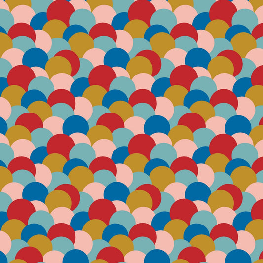 French Terry Fabric -Colourful Dots - Light Blue