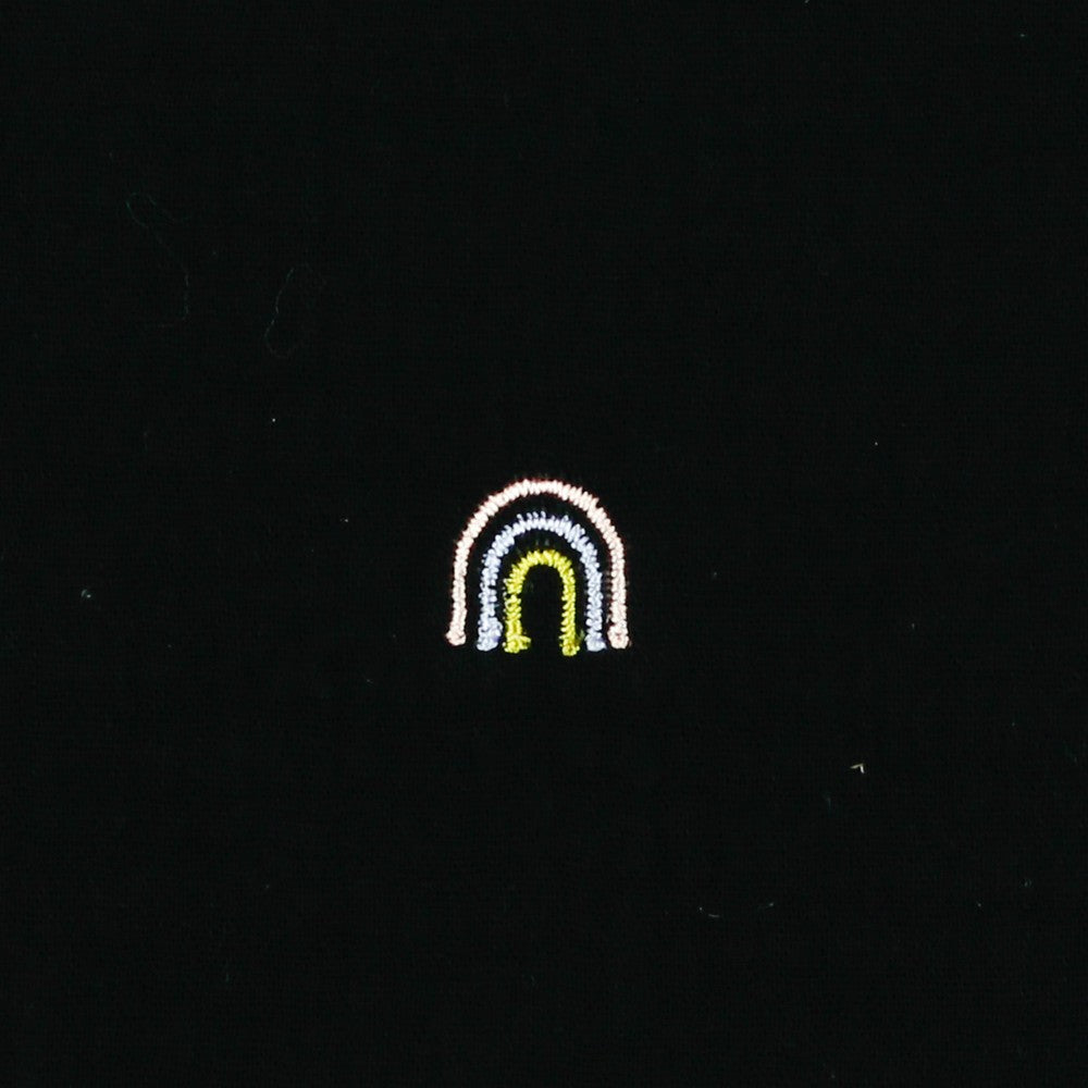 Double Gauze Fabric - Embroidered Rainbows - Black