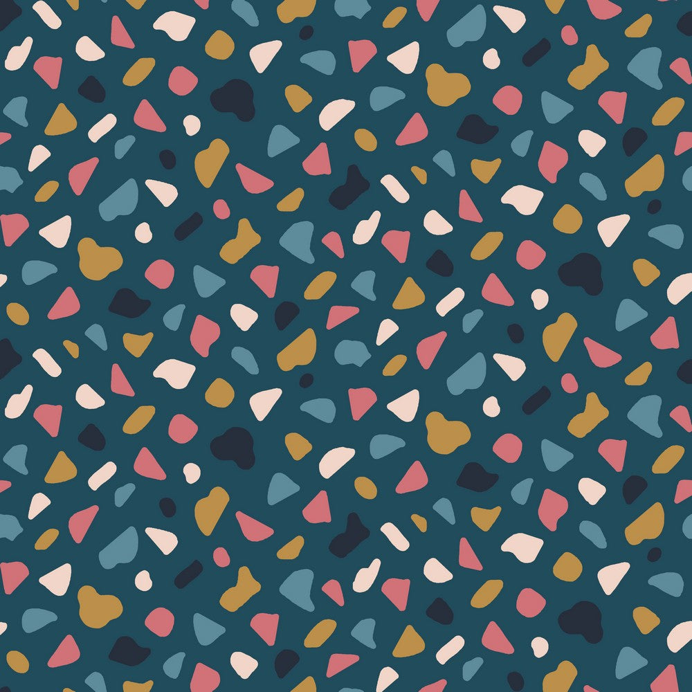 GOTS Organic Jersey Fabric - Terrazzo Dots - Celestial Blue