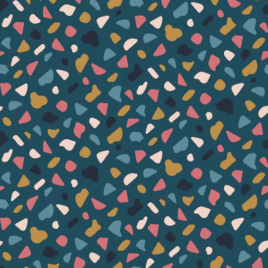 GOTS Organic Jersey Fabric - Terrazzo Dots - Celestial Blue