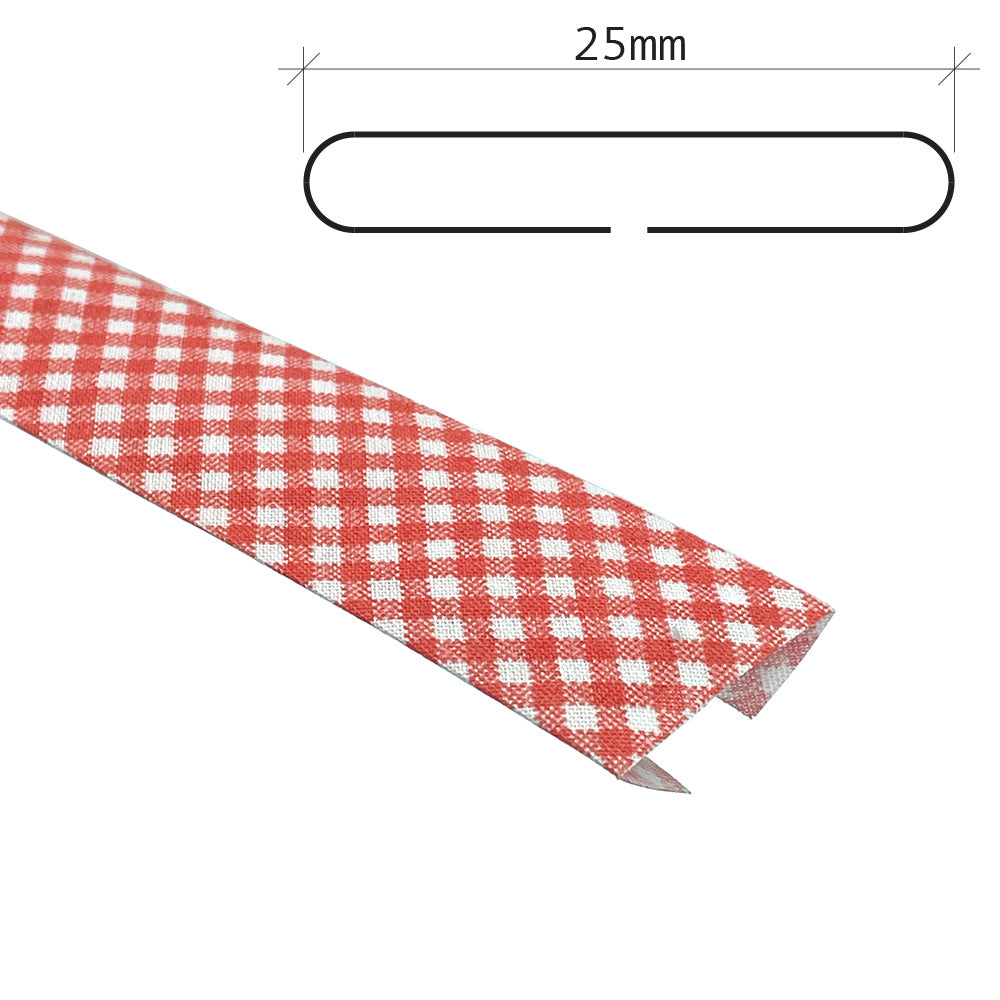 25m Reel of 25mm Gingham Bias Binding