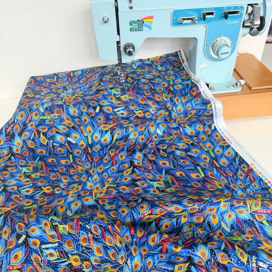 Timeless Treasures - Gilded Peacock Feathers - Black