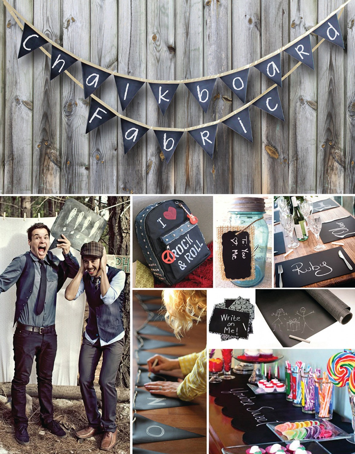 Chalkboard Chalk Fabric by Camelot p/0.5m