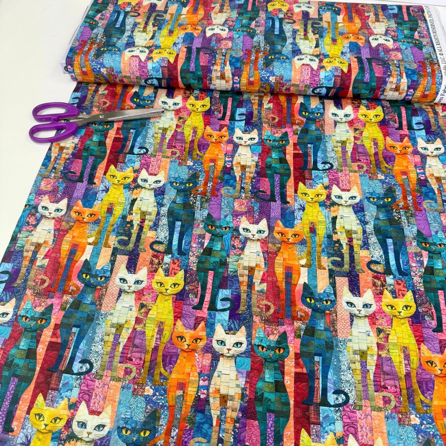 Timeless Treasures - Packed Quilt Cats - Multi - Sewing and Dressmaking ...