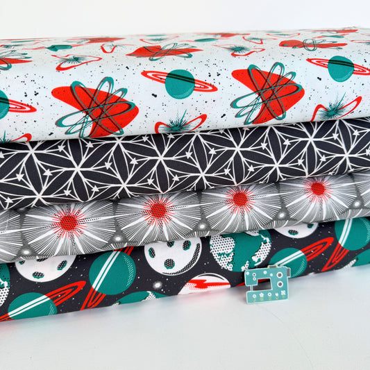 Blast Off Stargazer (Dark Grey) GOTS Organic Fabric by Cloud 9