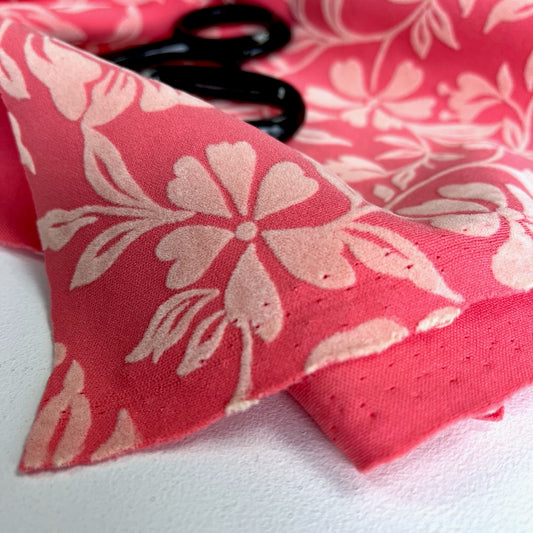 Flocked Flowers Scuba - Deadstock Designer Fabric - Pink