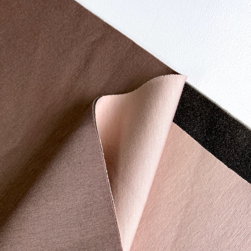 Bonded Double Sided Cotton Scuba Foam - Deadstock Designer Fabric - Taupe Pearl