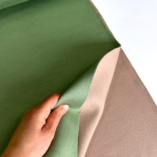 Bonded Double Sided Cotton Scuba Foam - Deadstock Designer Fabric - Green Latte