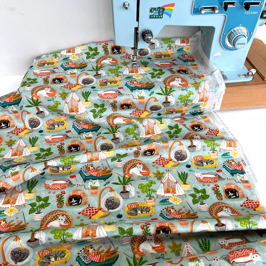 Remnant of Timeless Treasures Fabric - Cute Napping Cats - Multi (141cm)