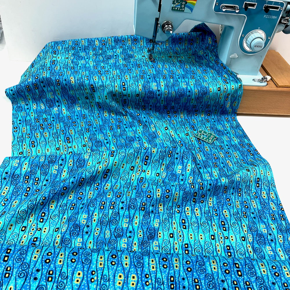 Remnant of Timeless Treasures Fabric - Abstract Bejeweled Stripes - Turquoise (140cm)