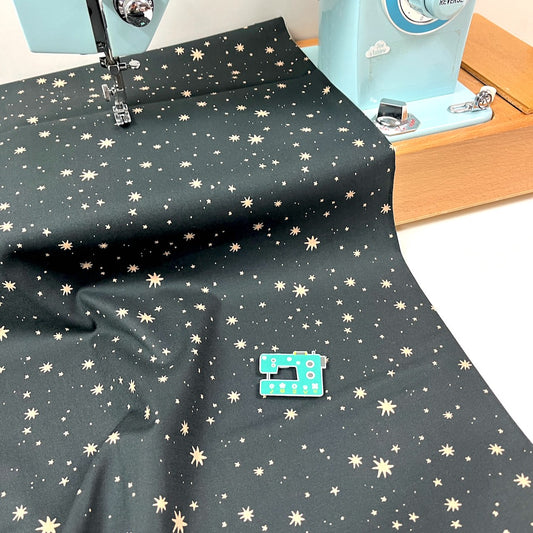 Dear Stella Fabric -Mustard Stars - Peat Grey