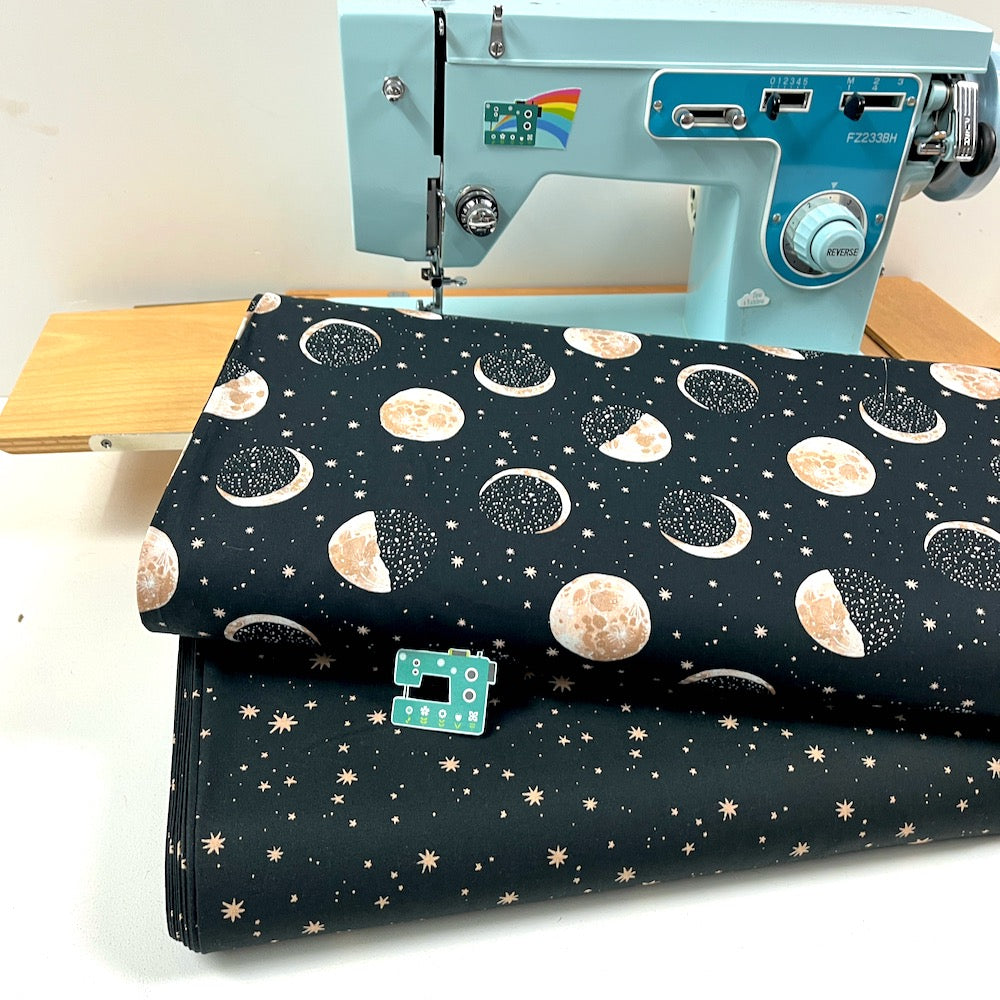 Dear Stella Fabric -Mustard Stars - Peat Grey