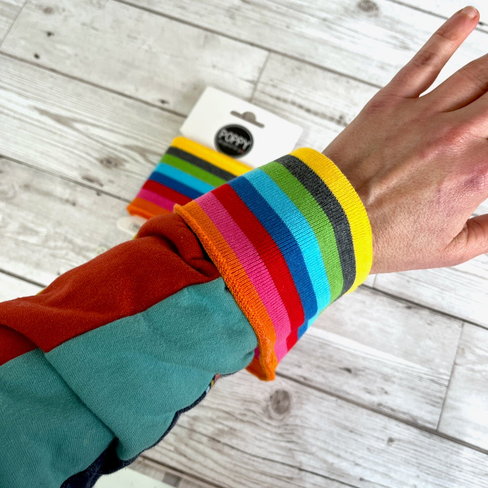 Cuffs by Poppy - Wide Rainbow Stripe