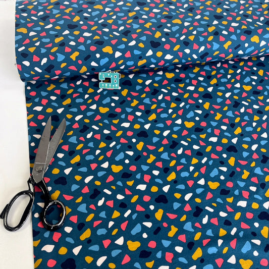 GOTS Organic Jersey Fabric - Terrazzo Dots - Celestial Blue