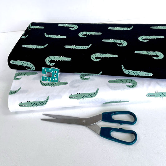 Cotton Poplin Fabric - Later Alligator - Black