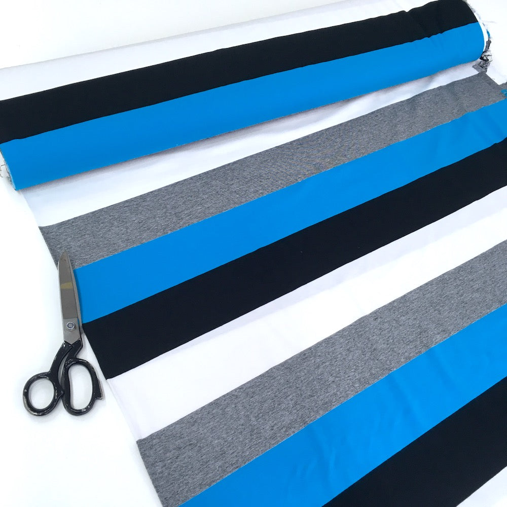 Turquoise Marl Wide Stripe Yarn Dyed Jersey - Frumble Fabrics