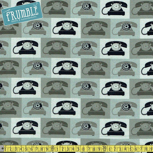 Ring Ring Vintage Telephone Grey - Frumble Fabrics