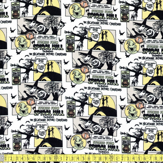 Camelot Fabrics - Nightmare Before Christmas - Creepy Comic Strip - Sewing and Dressmaking Fabric