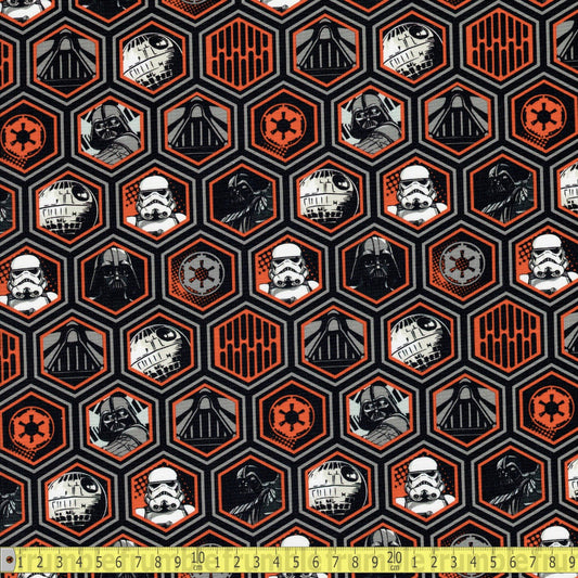 Camelot Fabrics - Star Wars Classic - Imperials Hex Portraits - Sewing and Dressmaking Fabric