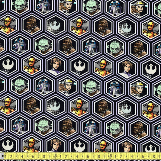 Camelot Fabrics - Star Wars Classic - Rebel Hex Portraits - Sewing and Dressmaking Fabric