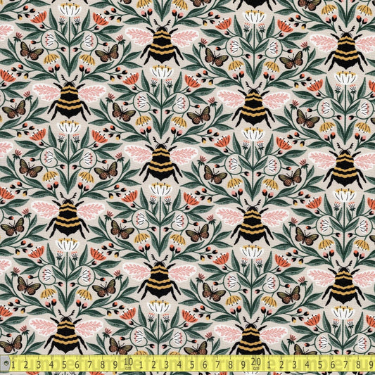 Cloud 9 Organic - Honey Garden - Bee-utiful Tan - Sewing and Dressmaking Fabric