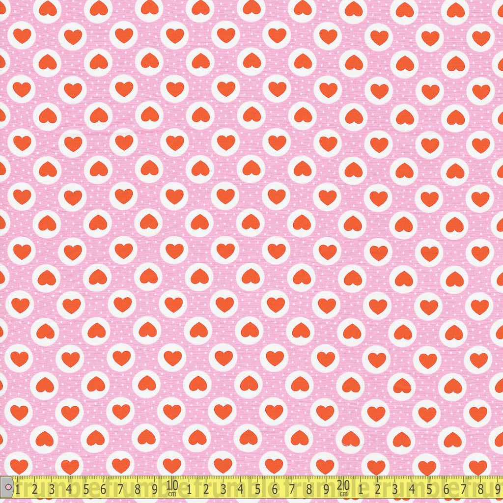 Cotton Poplin - Dotty Love Hearts - Pink - Sewing and Dressmaking Fabric