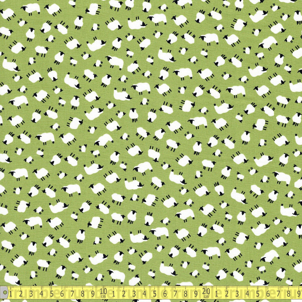 Cotton Poplin - Farmyard Sheep - Green - Sewing and Dressmaking Fabric