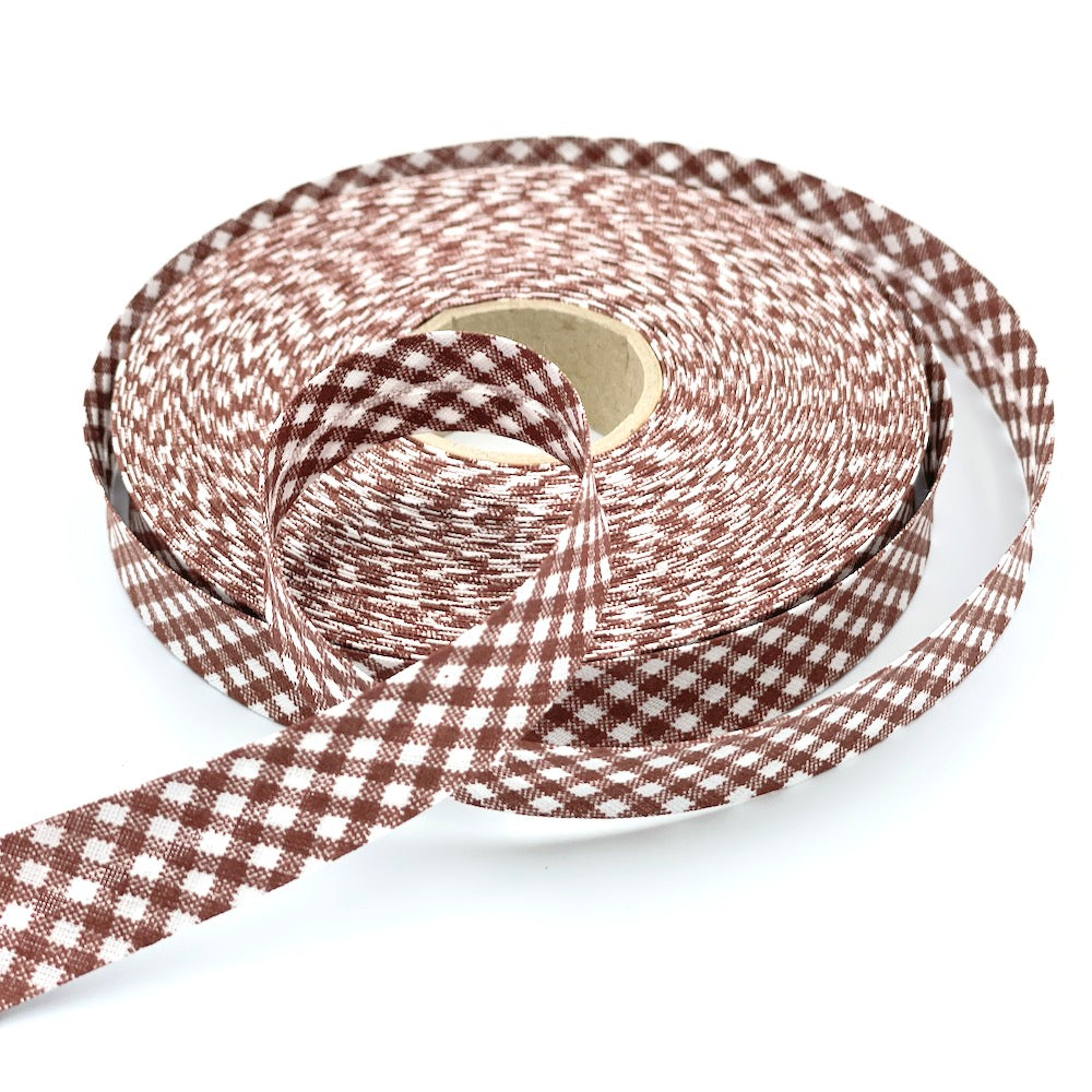 5m Roll of 18mm Gingham Bias Binding