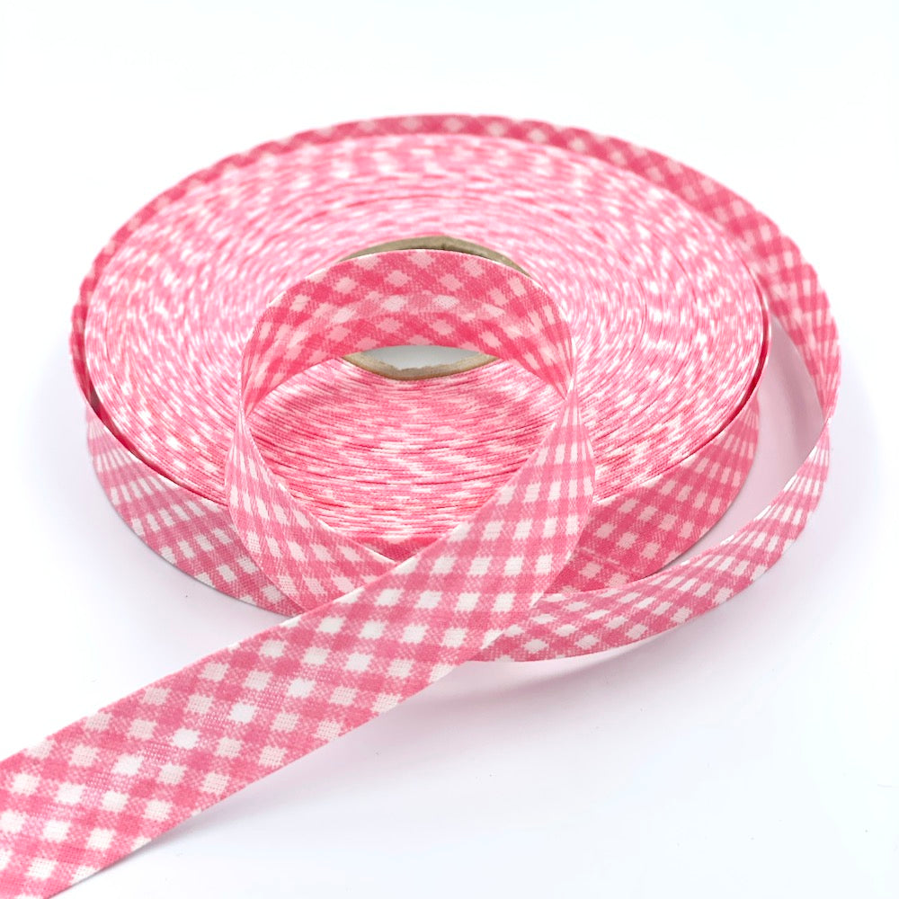 5m Roll of 18mm Gingham Bias Binding