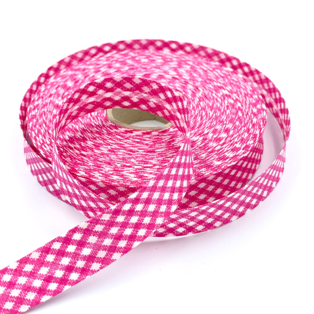 5m Roll of 18mm Gingham Bias Binding
