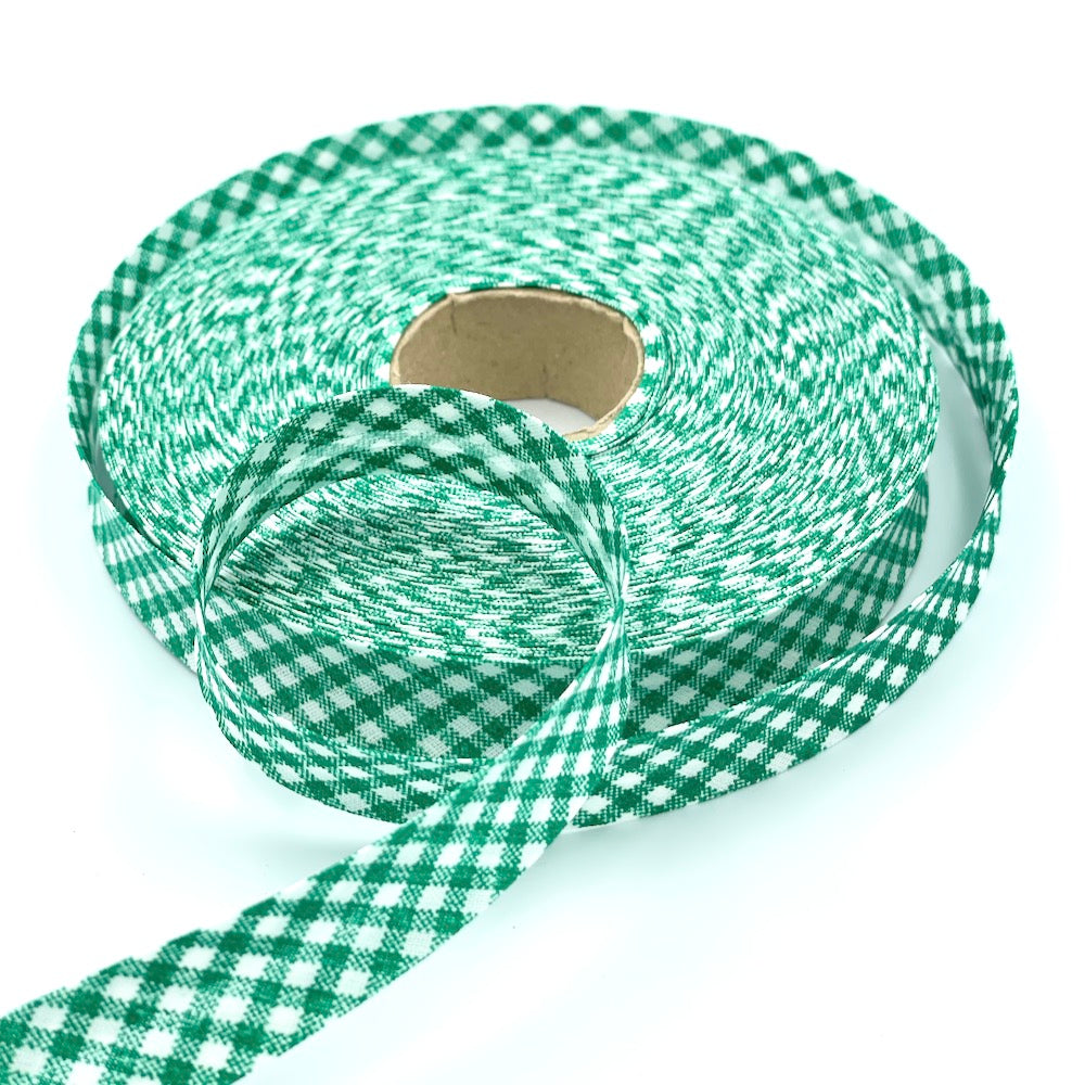 5m Roll of 18mm Gingham Bias Binding