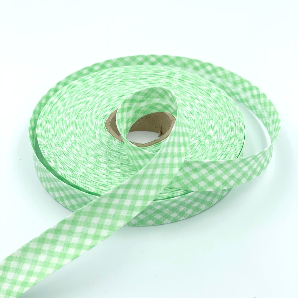 5m Roll of 18mm Gingham Bias Binding
