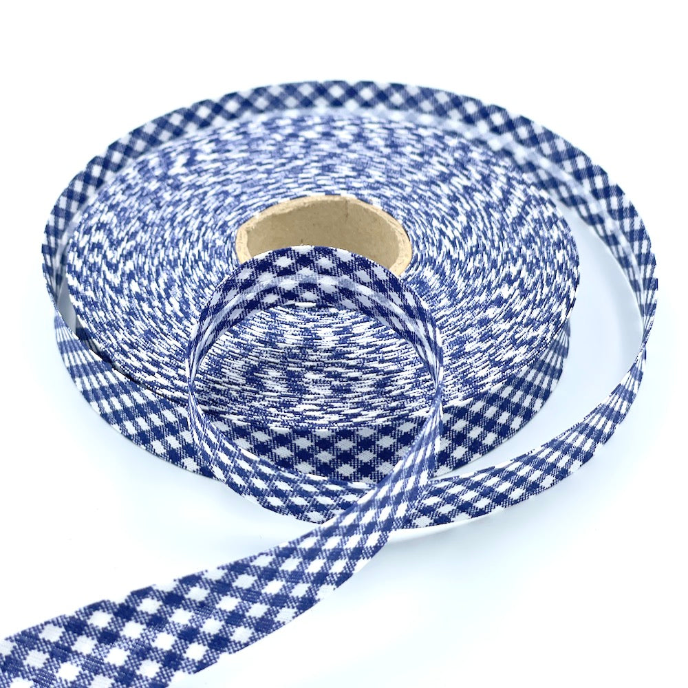 5m Roll of 18mm Gingham Bias Binding