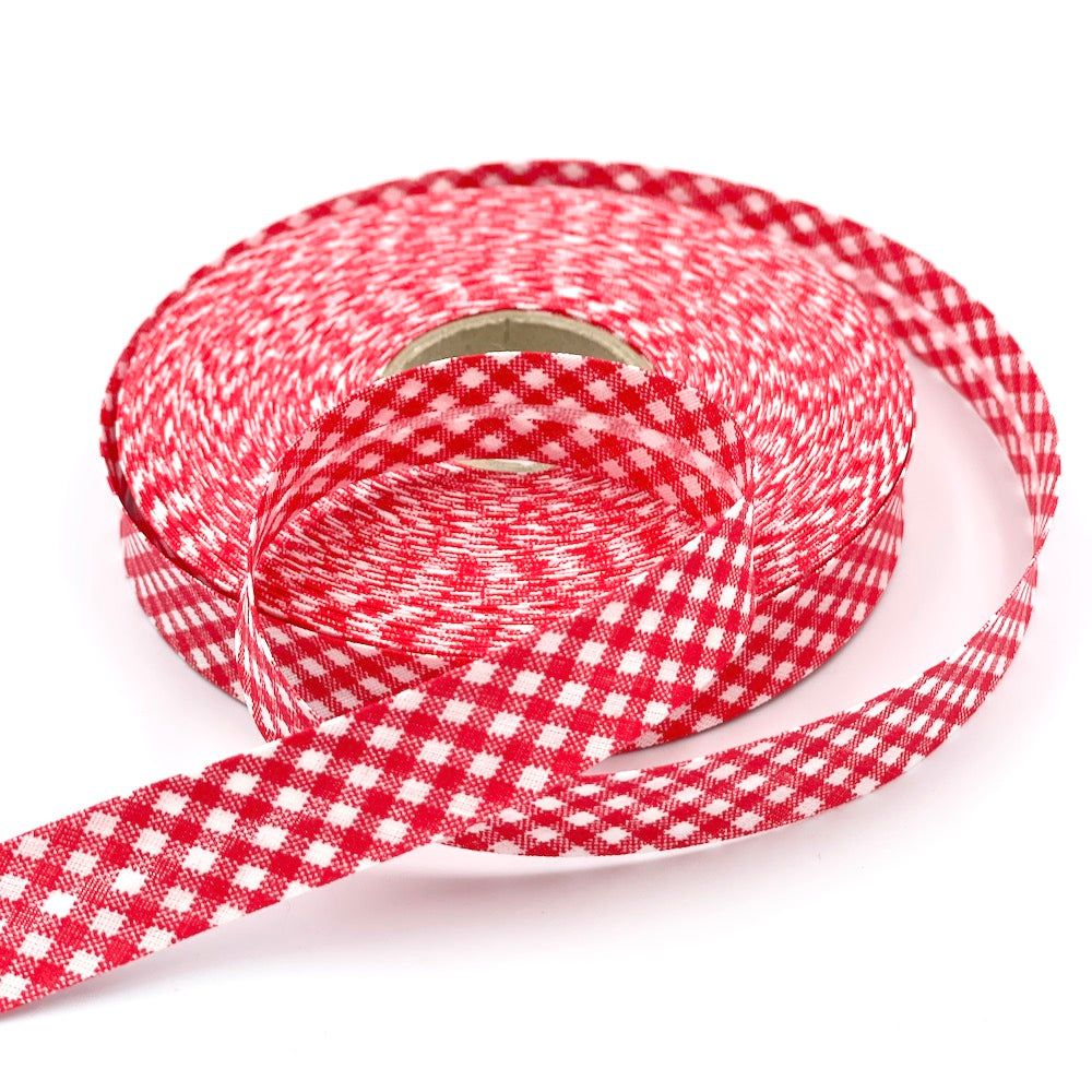 5m Roll of 18mm Gingham Bias Binding