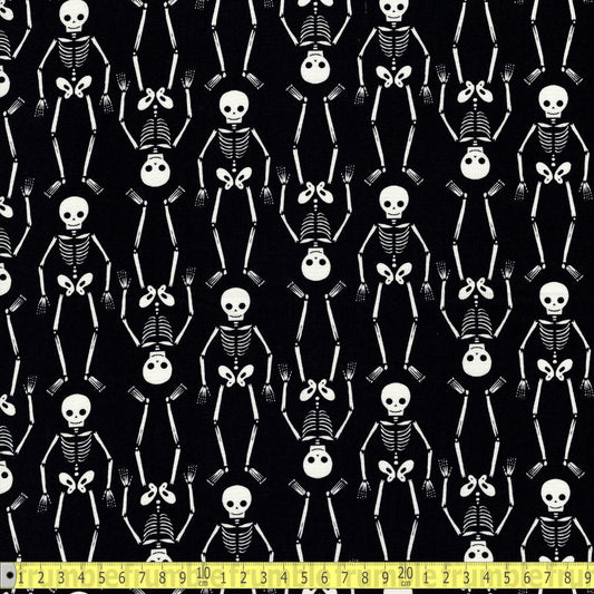 Dear Stella - Harvest Moon Skeletons - Tar - Sewing and Dressmaking Fabric