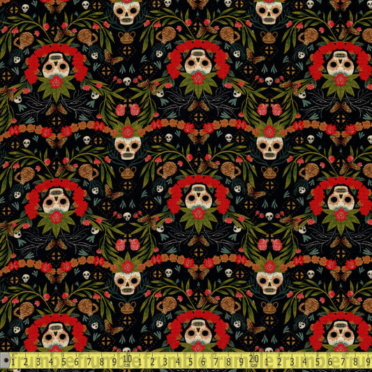 Dear Stella Fabric - Viva La Vida - Day Of The Dead Midnight
