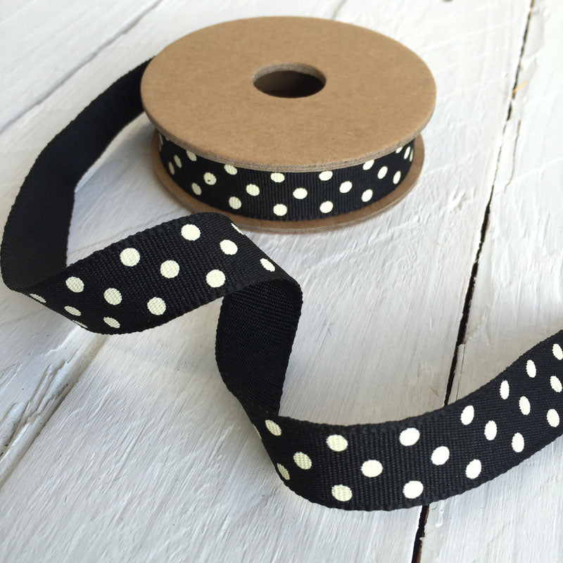 East Of India - Ribbons - Black Polka Dot 3m Reel
