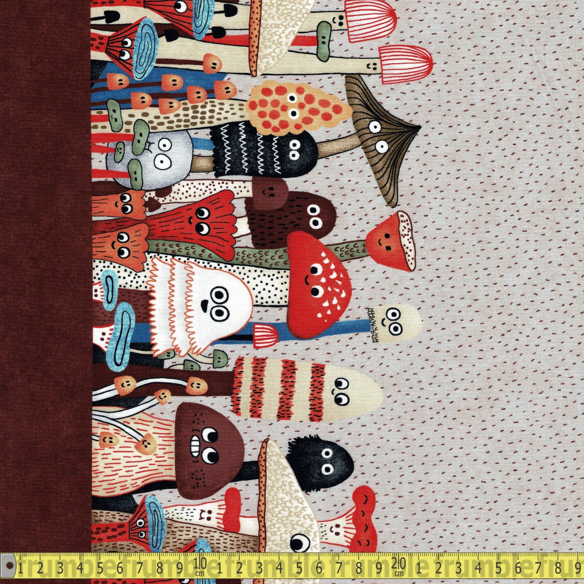 Mushroom Buddies (Khaki) Quilting Fabric by Michael Miller - Sewing and Dressmaking Fabric