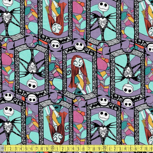 Springs Creative - Nightmare Before Christmas - Jack And Sally Stained Glass - Sewing and Dressmaking Fabric
