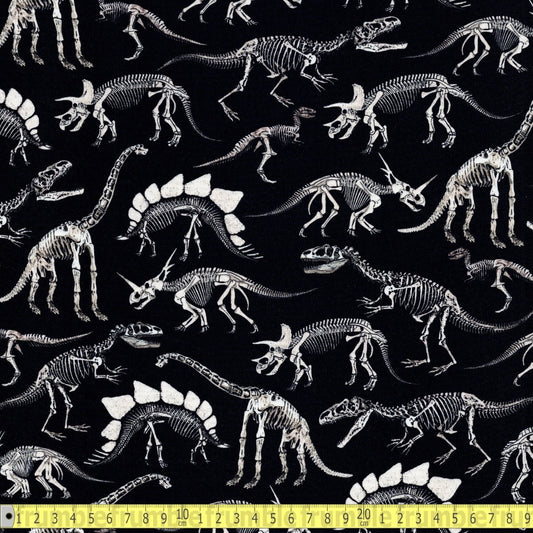 Timeless Treasures - Dinosaurs Skeletons - Black - Sewing and Dressmaking Fabric