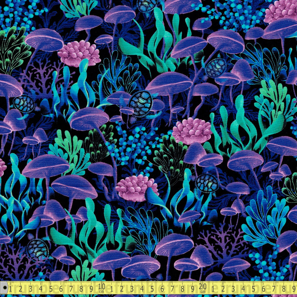 Timeless Treasures - Electric Ocean Coral Life - Midnight - Sewing and Dressmaking Fabric
