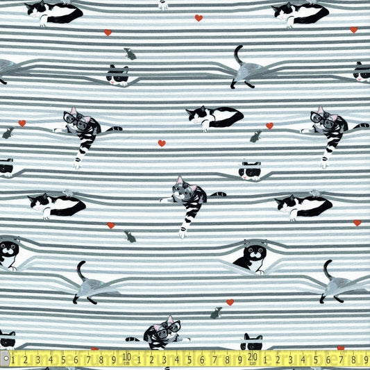 Timeless Treasures - Peekaboo Shade Cats - White - Sewing and Dressmaking Fabric