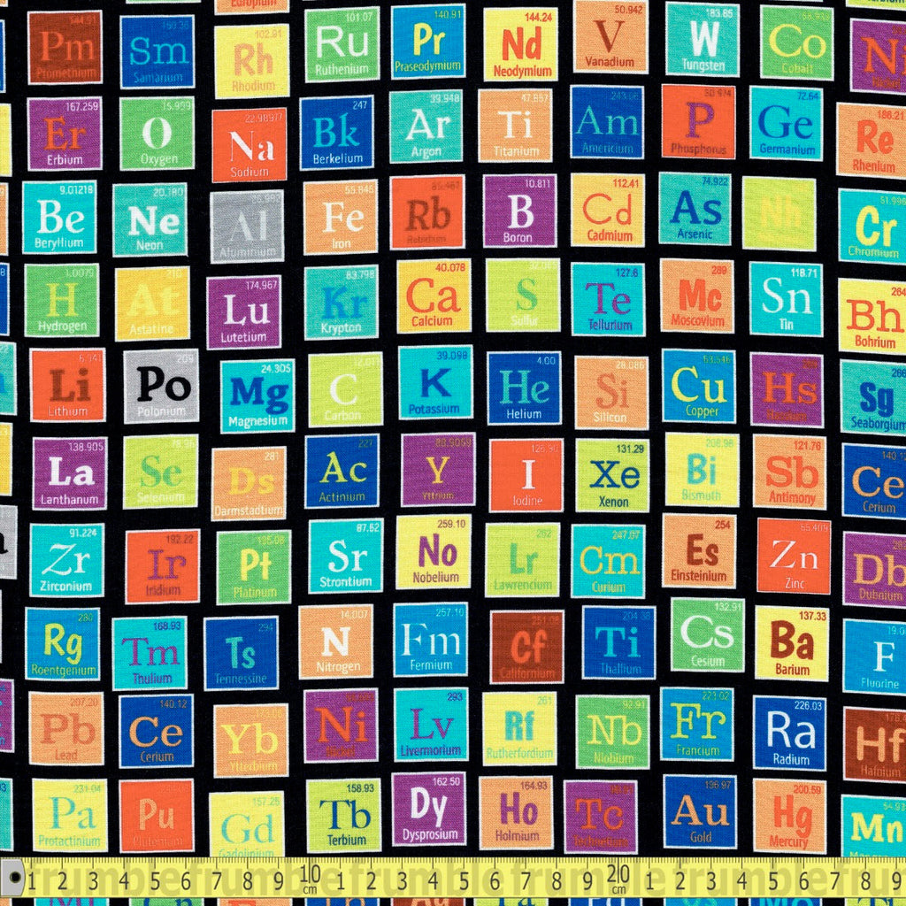 Timeless Treasures - Periodic Elements Science - Black - Sewing and Dressmaking Fabric