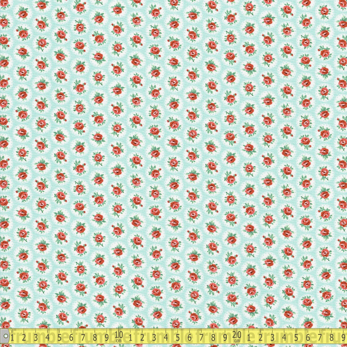 Timeless Treasures - Rose Circular Stamps - Sky - Sewing and Dressmaking Fabric