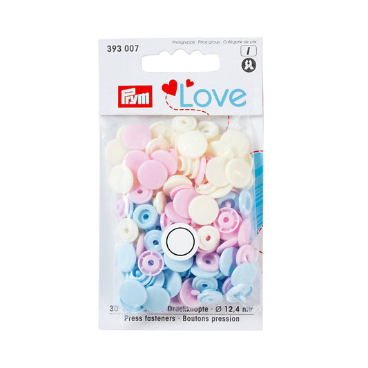 Prym Love Colour Snap Fastener 12.4mm - Rose/Lt Blue/Pearl - Frumble Fabrics