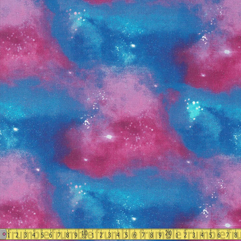 3 Wishes - Starlight Glitter - Star Cosmic Sky Blue Sewing and Dressmaking Fabric