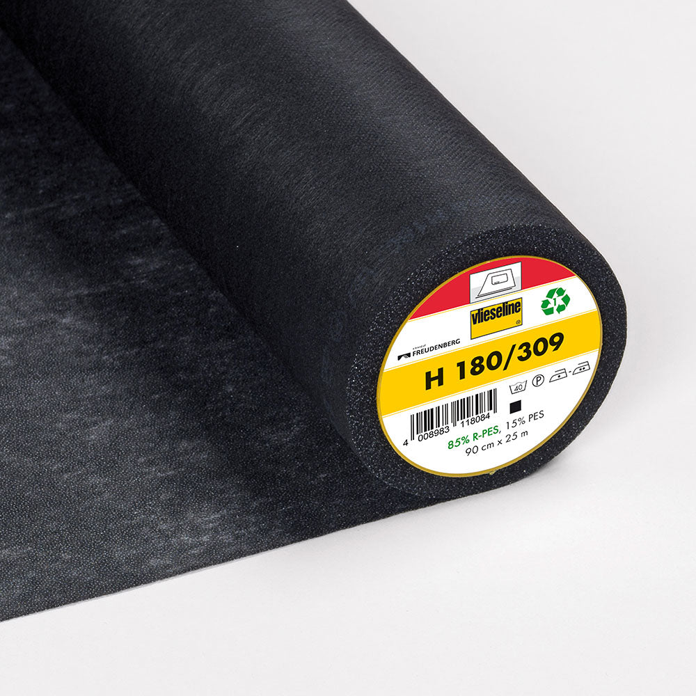 H180-309 Black Lightweight Fusible Interlining (Per Metre) - Frumble Fabrics