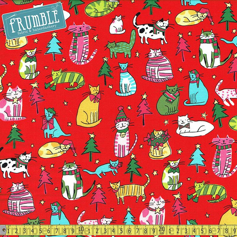 Jingle Cats Red - Frumble Fabrics