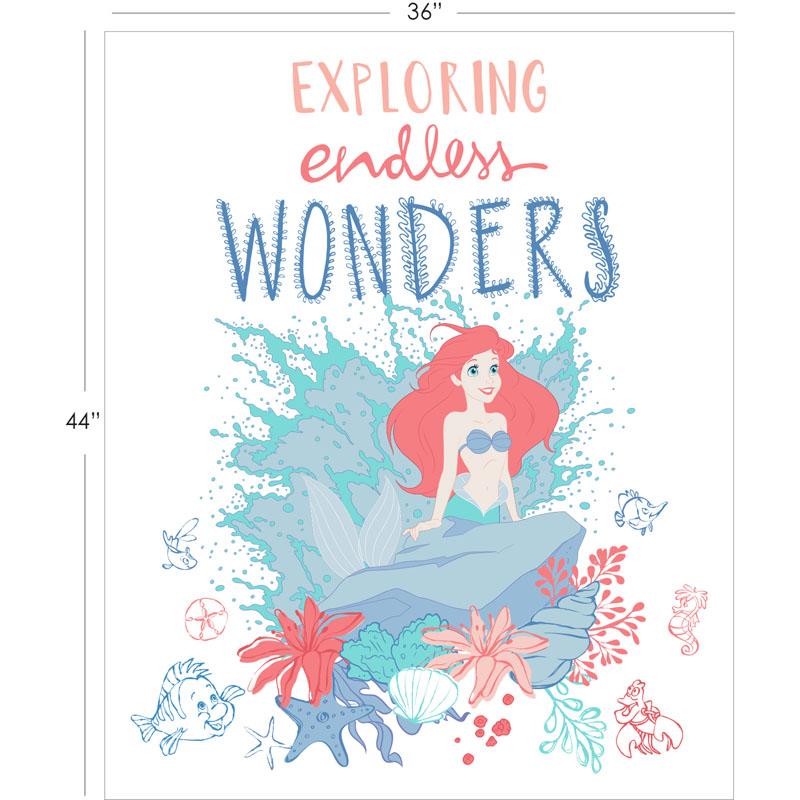 Disneys The Little Mermaid Endless Wonders in White 90cm Panel - Frumble Fabrics
