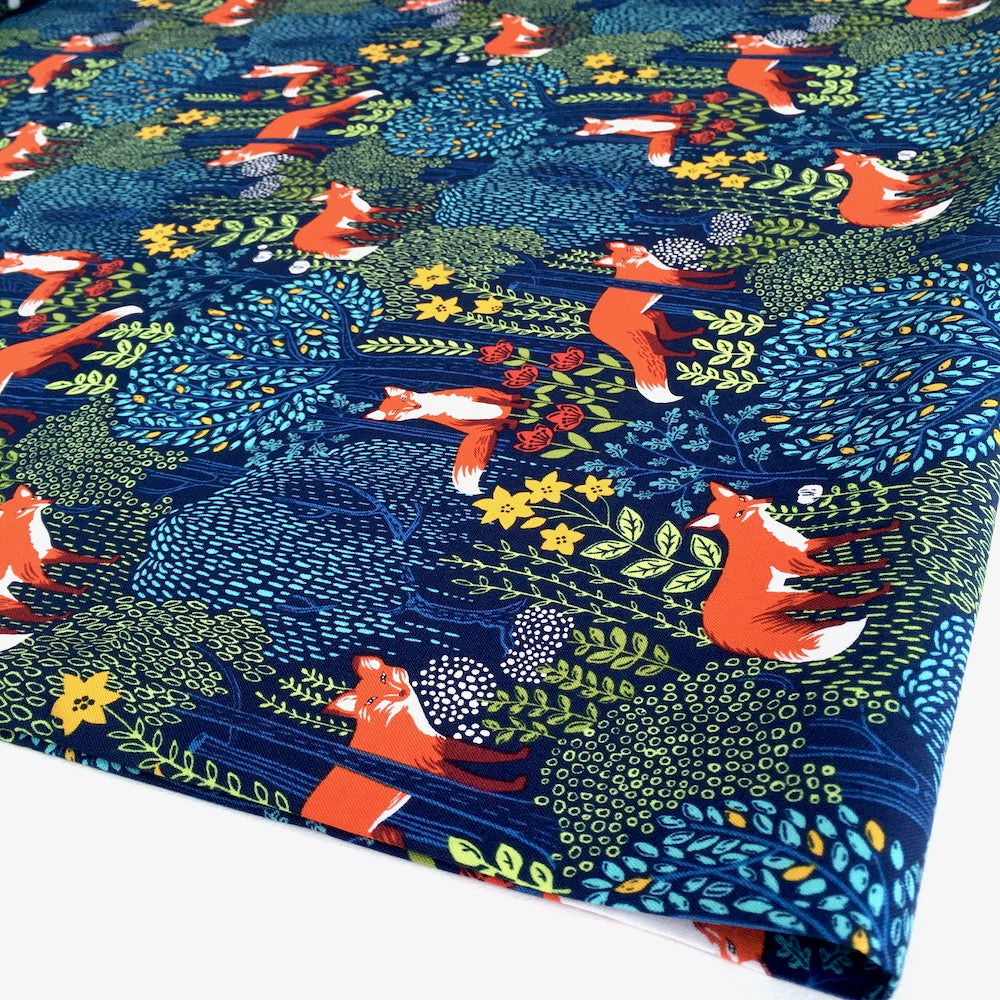 Foxes Into The Woods Nite Navy - Frumble Fabrics